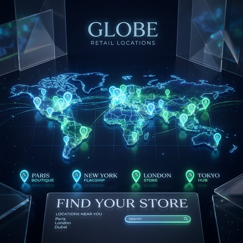 Kinza Store Locator glowing map
